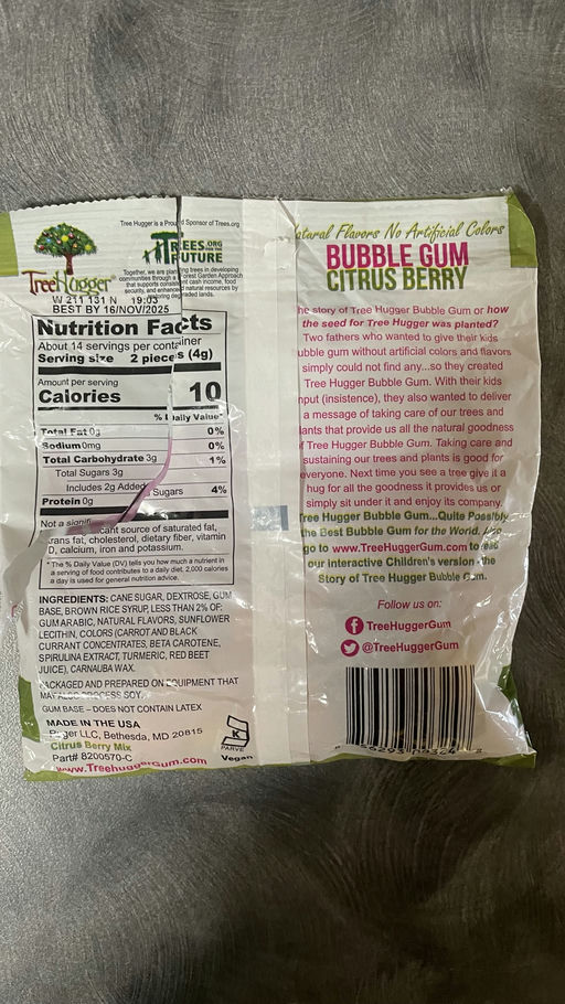 Tree Hugger Bubble Gum - Citrus Berry